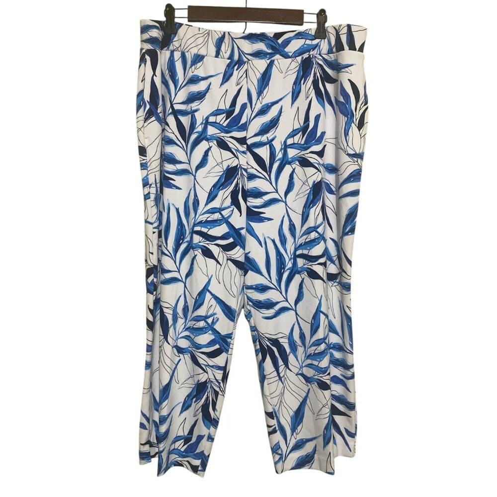 Susan Graver Crop Pants Women Size 1X Floral Pull On Stretch Pockets